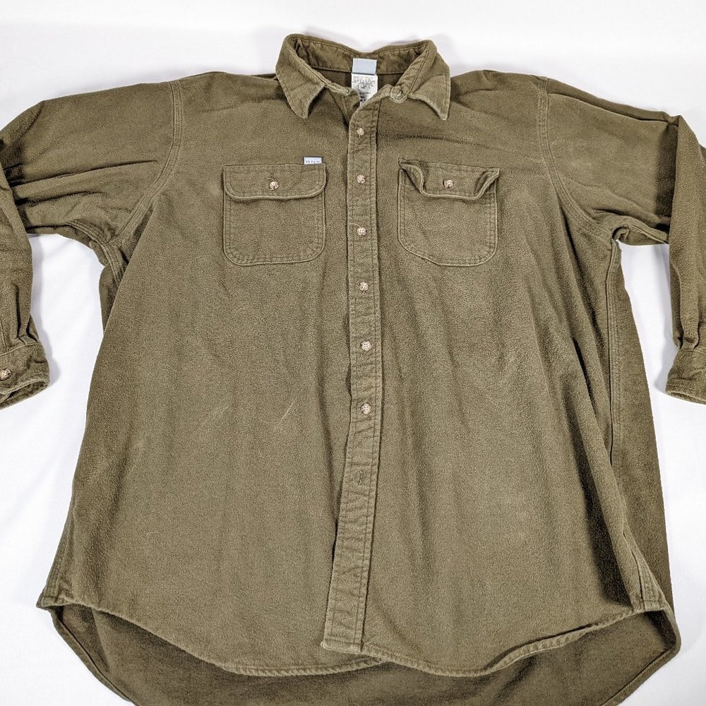 Carhartt  Mens  3X Tall Heay Cotton Flannel Long Sleeve Shirt Army Green